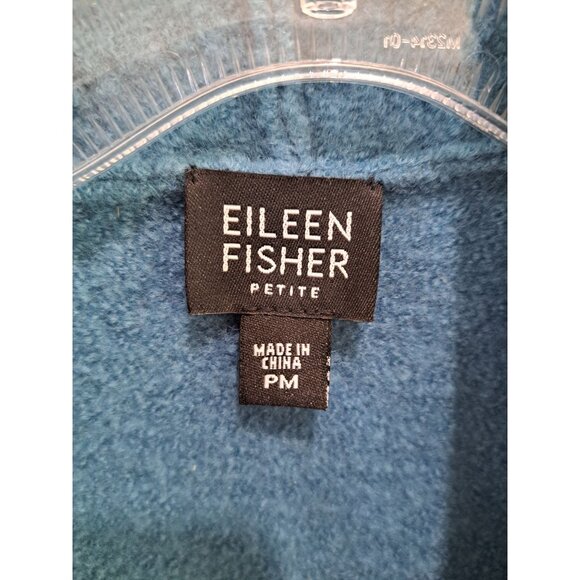Eileen Fisher Boiled Wool Jacket Snap Closure Womens PM Teal Blue - Picture 2 of 11